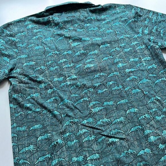 Crazy Shirts Firm Cotton Waves Hawaiian Polo Mens L - Picture 7 of 10